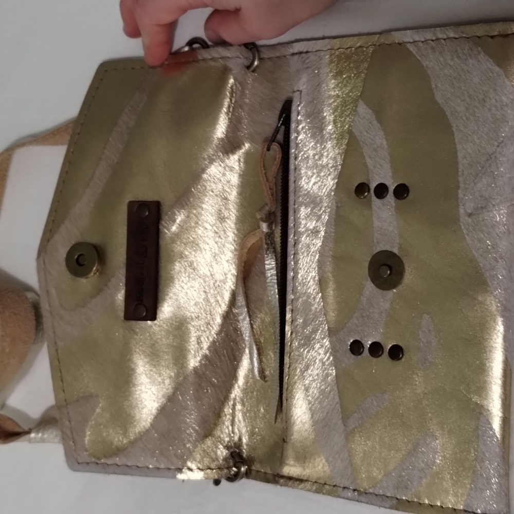 Keep it Gypsy metallic cowhide purse with Louis Vuitton detail on front - Picture 3 of 15